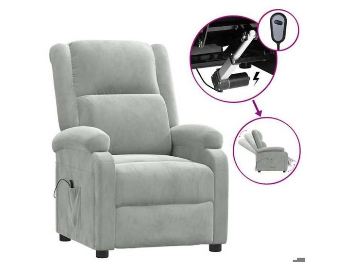 SARA@Fauteuil avec design inclinable électrique gris clair velours - Fauteuil mixe 1 personne HO27844
