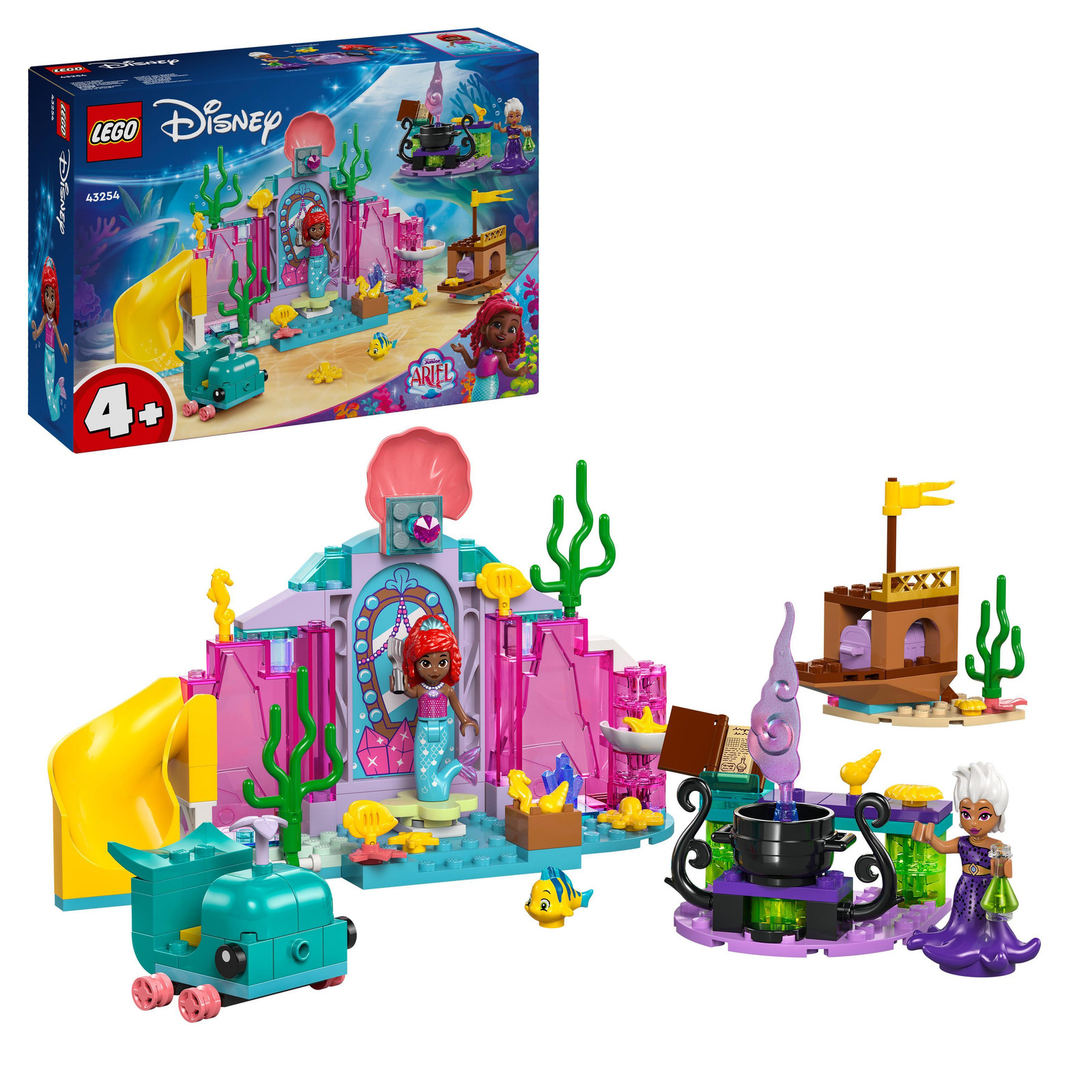 LEGO Disney Prinses Ariëls Kristalgrot 43254 met zeemeerminfiguur, scheepswrak en vissen