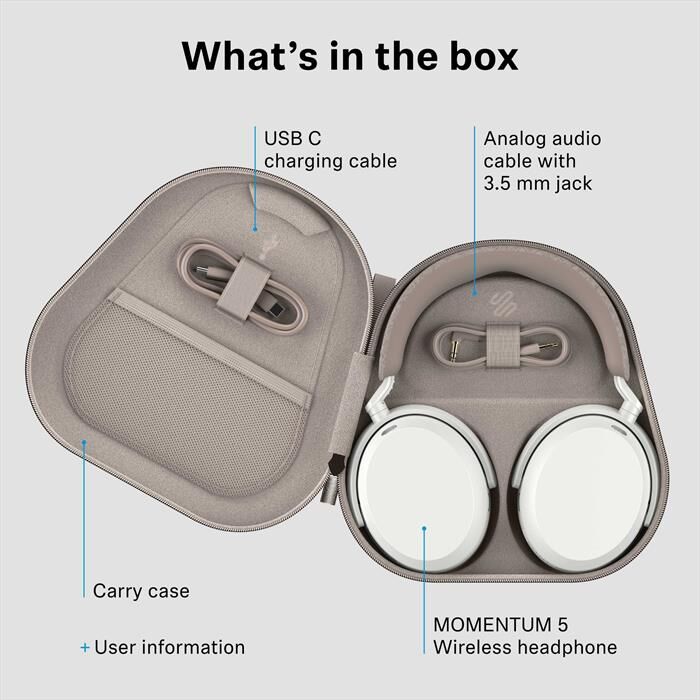 Sennheiser Cuffia Circumaurale Wireless Bluetooth Momentum 5-black