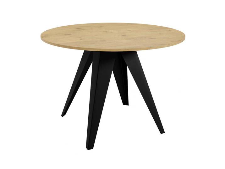 Feldmann-Wohnen Esstisch Alba Pietra Grigia Schwarz / Schwarz 120/196 / 120 / 76cm, Metall, Rund,Rund, Stativgestell, 120x76x120 cm, Esszimmer, Esstische