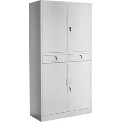 tectake Aktenschrank Cosmo, geräumig, pulverbeschichtetem Stahl, verschließbar, 180x80x40 cm, hellgrau, robust