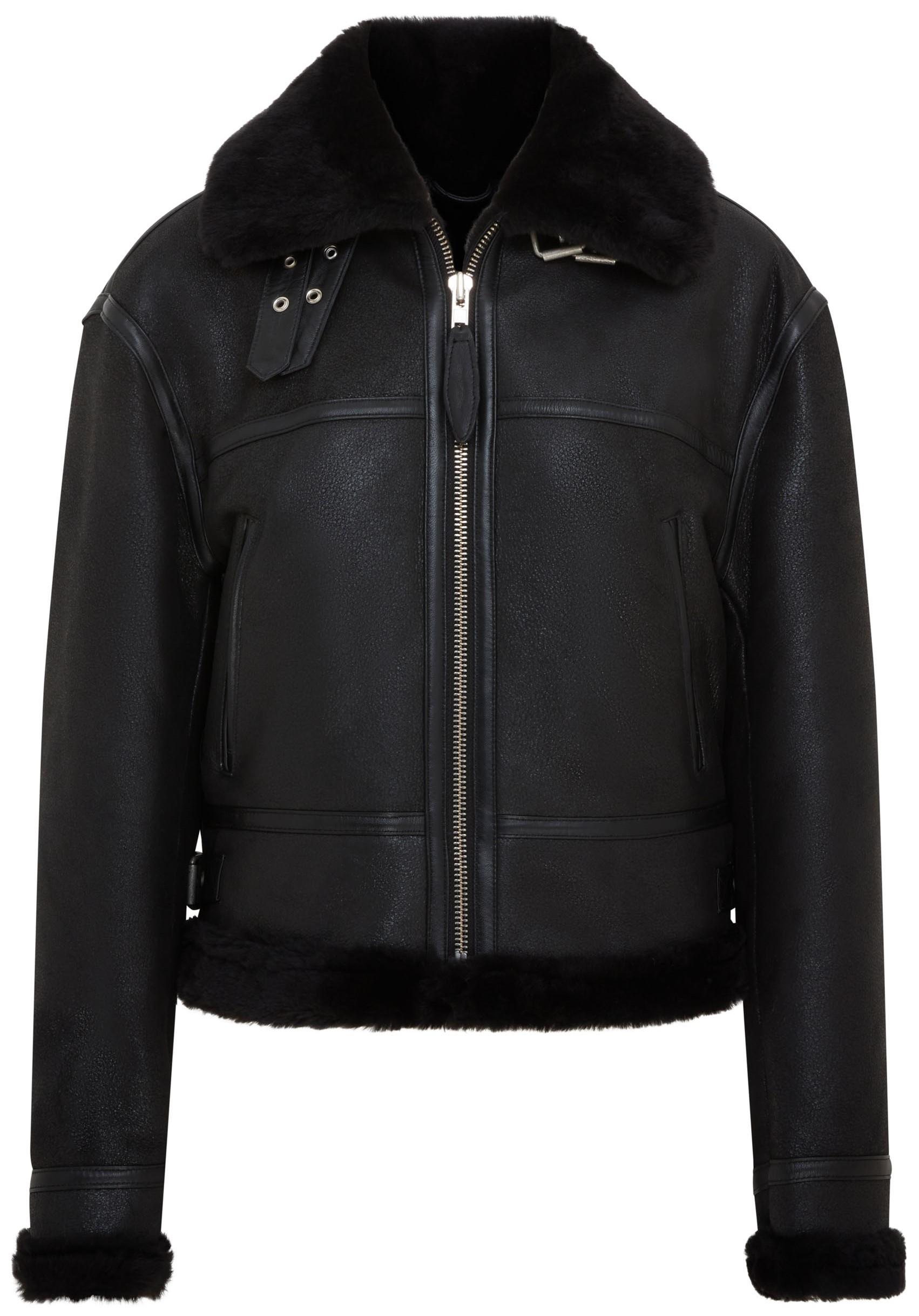 Schwarze Bomberjacke B3 aus Schaffell für Damen - Akiak