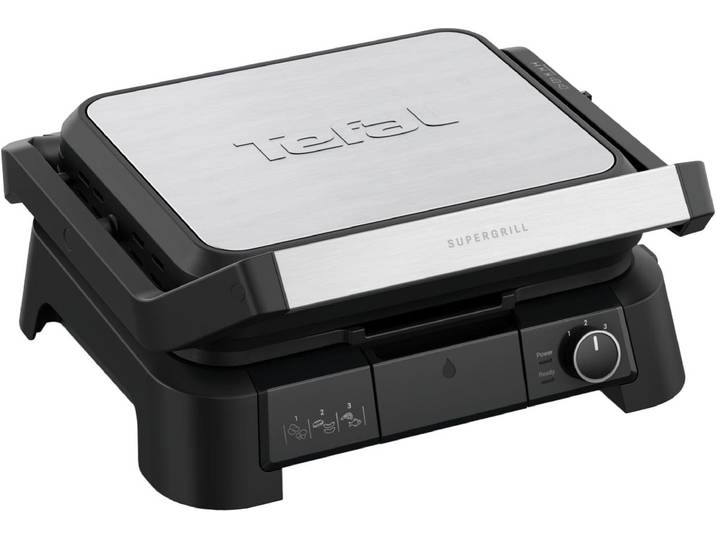 Kontaktgrill TEFAL SuperGrill 3in1, Kontaktgrill, Barbeque-, Ofenposition, 3 Temperaturen , schwarz (gebürsteter edelstahl, schwarz), B:22,6cm H:43cm T:41cm, Kontaktgrill_Standgrill_Tischgrill_Teppanyakigrill, Kontaktgrill, spülmaschinengeeignete Platten, platzsparende Aufbewahrung, GC510D