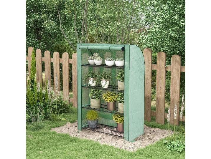 Outsunny Mini Serre 4 Étages PE Renforcé Vert 120x50x170 cm