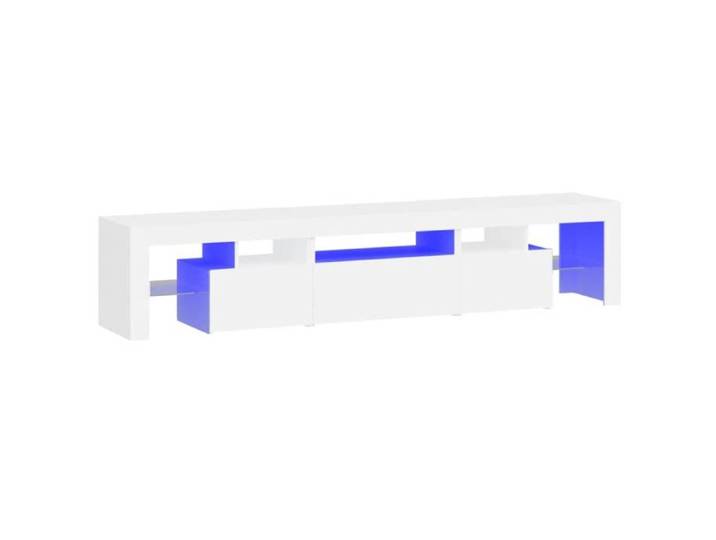 Meuble TV/HIFI - design minimaliste/Utilisations maison - avec lumières LED Blanc 200x36 5x40 cm@EU91220630