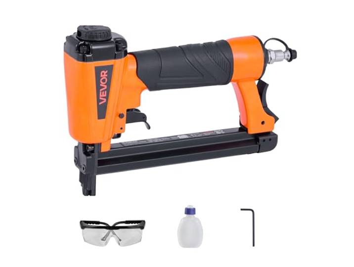 VEVOR Agrafeuse Pneumatique\, Calibre 20\, Compatible avec Agrafes T50 Non Incluses de Largeur de Couronne 10\,8 mm\, de Longueur 4-16 mm\, 4\,8-7\,6 bar\, pour Travail du Bois\, Tapisserie\, Tissu\, Artisanat