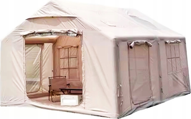 Aufblasbares Familienzelt für 5-8 Personen, 12m², Oxford-Gewebe, inkl. Vordach und Pumpe
