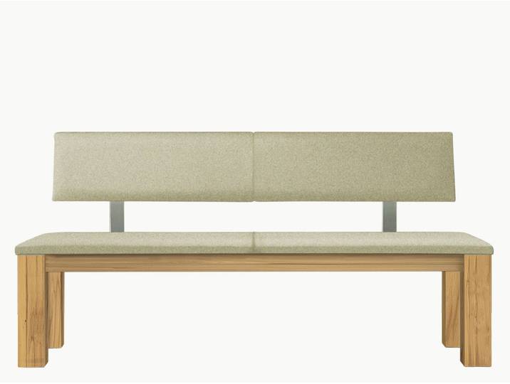 Sitzbank Tavira - Komplett gepolstert - 160 cm - Nussbaum - Wollfilz - beige