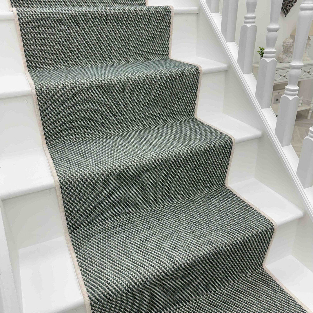Brayden Studio Stair Runner Solid Colour Flatweave Area Rug Green Runner 70 x 600 cm
