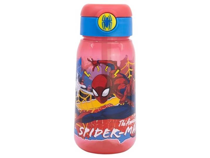 STOR Kinderdrinkfles Spider-Man 510ml met Rietje en Lekvrije Dop, Herbruikbaar BPA-vrij Plastic voor Kinderen