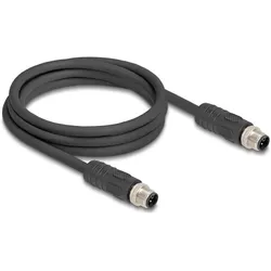 Delock M12 Kabel L-kodiert 4 Pin Stecker zu Stecker PUR schl, Elektronikkabel + Stecker, Schwarz