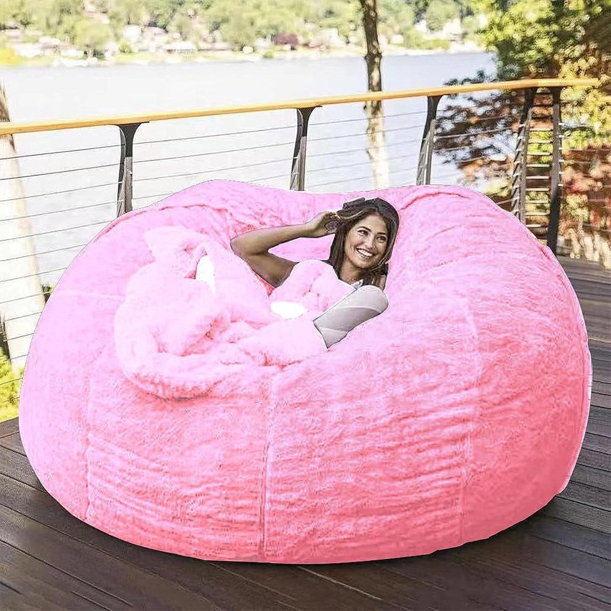 Wasbare Zitzak Stoelhoes Luie Sofa Cover - Roze