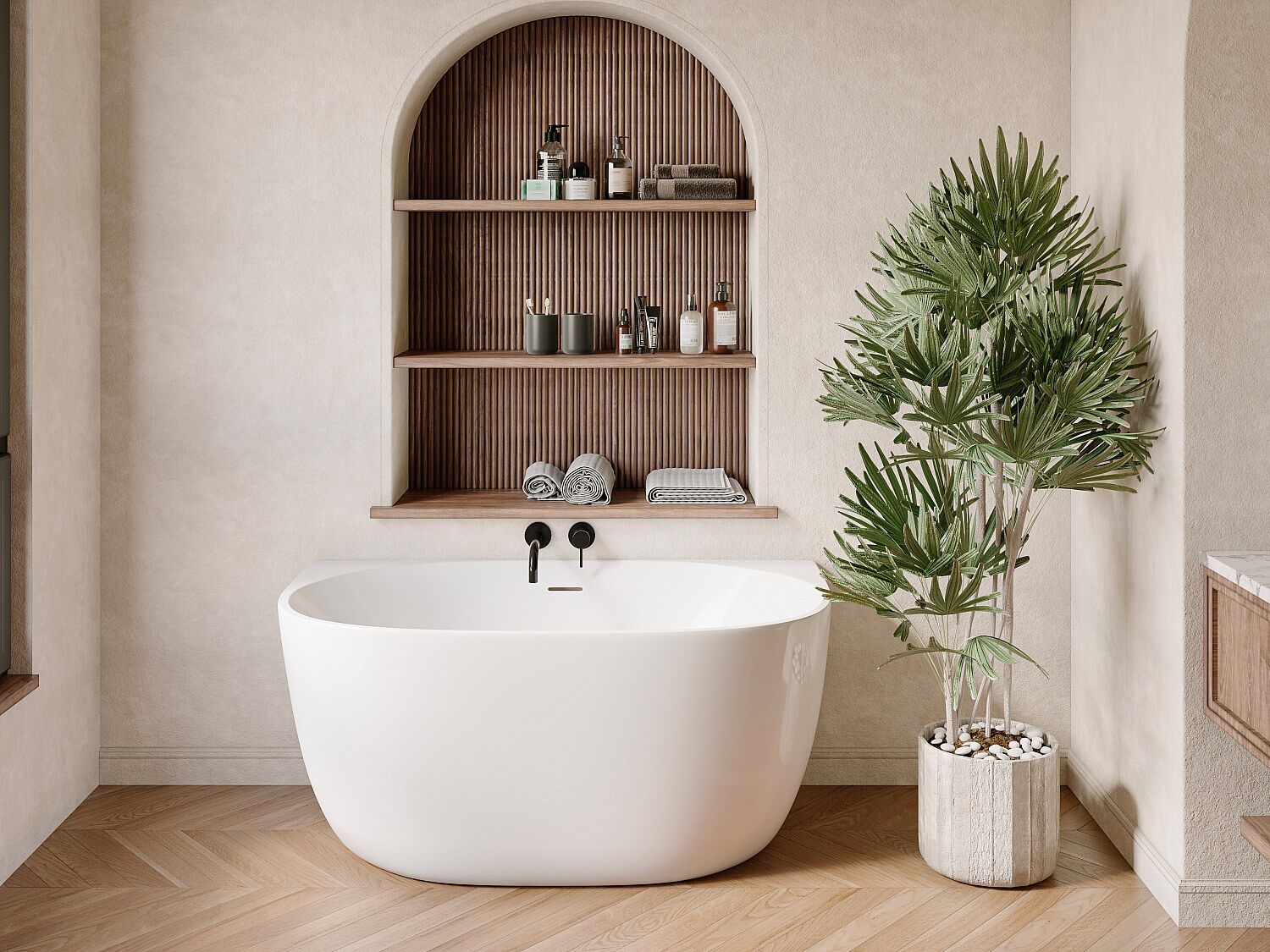 Unique Bañera semiexenta - 130 x 72 x 58 cm - Acrílico - Blanca - 167 L - AMOSARI