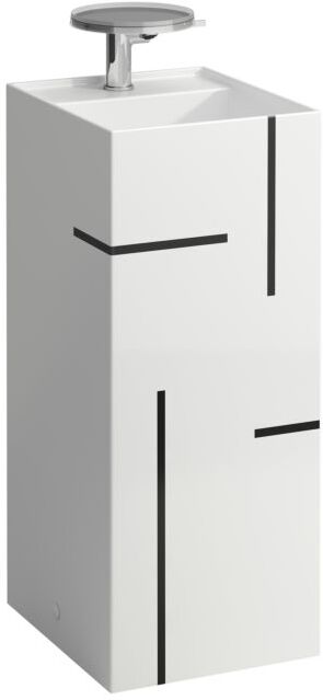 LAUFEN Kartell Waschtisch 811331D021111 weiß mit schwarzen Linien 37,5x43,5x90cm, 1 Hahnloch