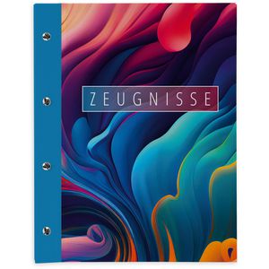itenga Zeugnismappe 33105951, mit Motiv, A4, Buchschrauben erweiterbar, bunte Wellen, 12 Hüllen