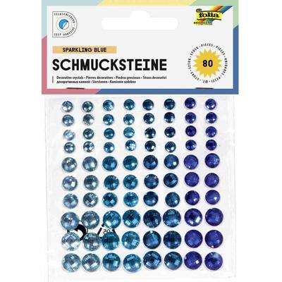 Folia Schmucksteine SPARKLING BLUE, selbstklebend, 80 Stück