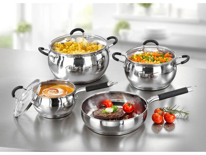 Edelstahl-Topfset zum Hammerpreis, Edelstahl, Topf-Set, 7-teilig