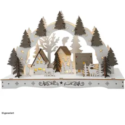 HTI-Living, Weihnachtsbeleuchtung, LED Schwibbogen Dorfidylle im Tannenwald