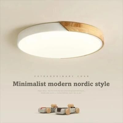 Uplifted Finds Nordic LED Ceiling Light Wooden Macaroon Circular Ceiling Lamp Modern Simple Indoor Lighting d23cm 16w white Light white