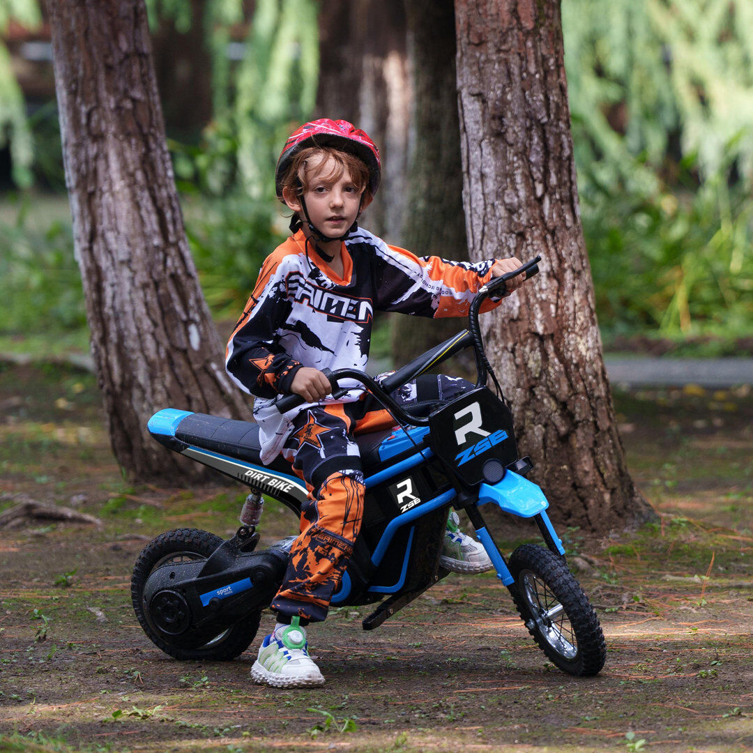 Freeport Park HOMCOM 24V Kids Electric Motorbike with Twist Grip Throttle, Music, Horn - Blue Blue 1