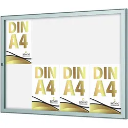 Schaukasten Keitum 8x DIN A4 | Querformat | wetterfest | abschließbar | ESG-Sicherheitsglas | Brandschutz A1/A2 nach DIN EN 13501-1 | Alu silber