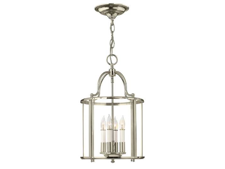 Suspension en métal et verre transparent nickel poli
