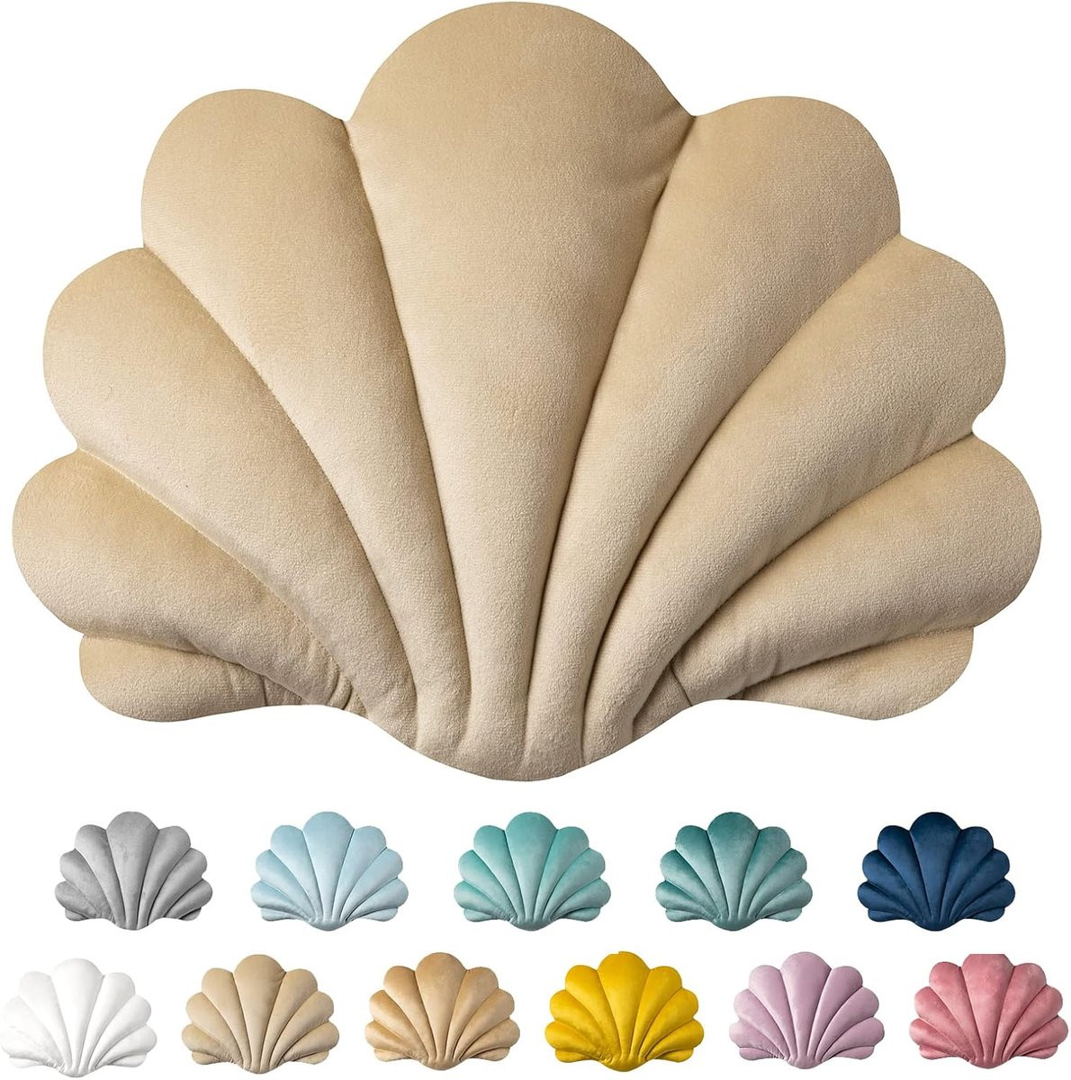 Decoratief schelpvormig werk/zithoek kussen in beige, 45 x 33 cm