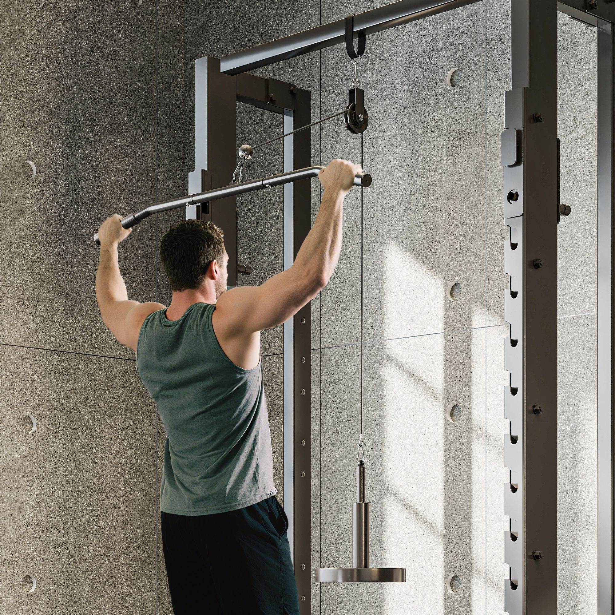 Sportnow Pulley Machine Home Gym e Puleggia LAT Machine, Attacco per Dischi Pesi Universali e Accessori   Aosom Italy