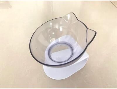 Uplift Essentials Double Cat Feeding Bowl With Non Slip Stand For Food And Water 1pcs Clear