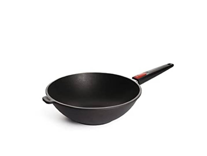 Woll Nowo Titanium Wok- und Rührpfanne, Ø 30 cm, 10 cm hoch, mit abnehmbarem Stiel - Geeignet für Ceran, Gas, Elektro, Halogen - nicht induktionsgeeignet, backofenfest, schwarz