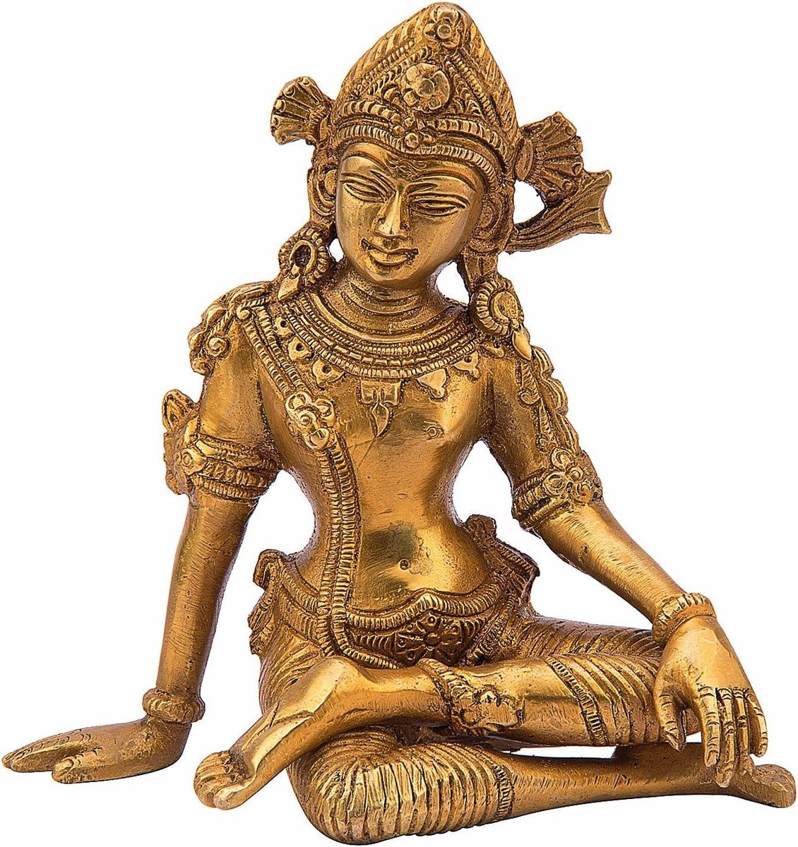 Lord Indra Dev Murti God Indra Beeld Goud Hoogte: 15,24 cm