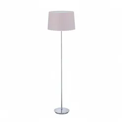 Relaxdays Stehlampe mit Stoffschirm, verchromter Fuß, E27 Fassung, Ø 40 cm, Wohnzimmer, Stehleuchte 148,5 cm, altrosa