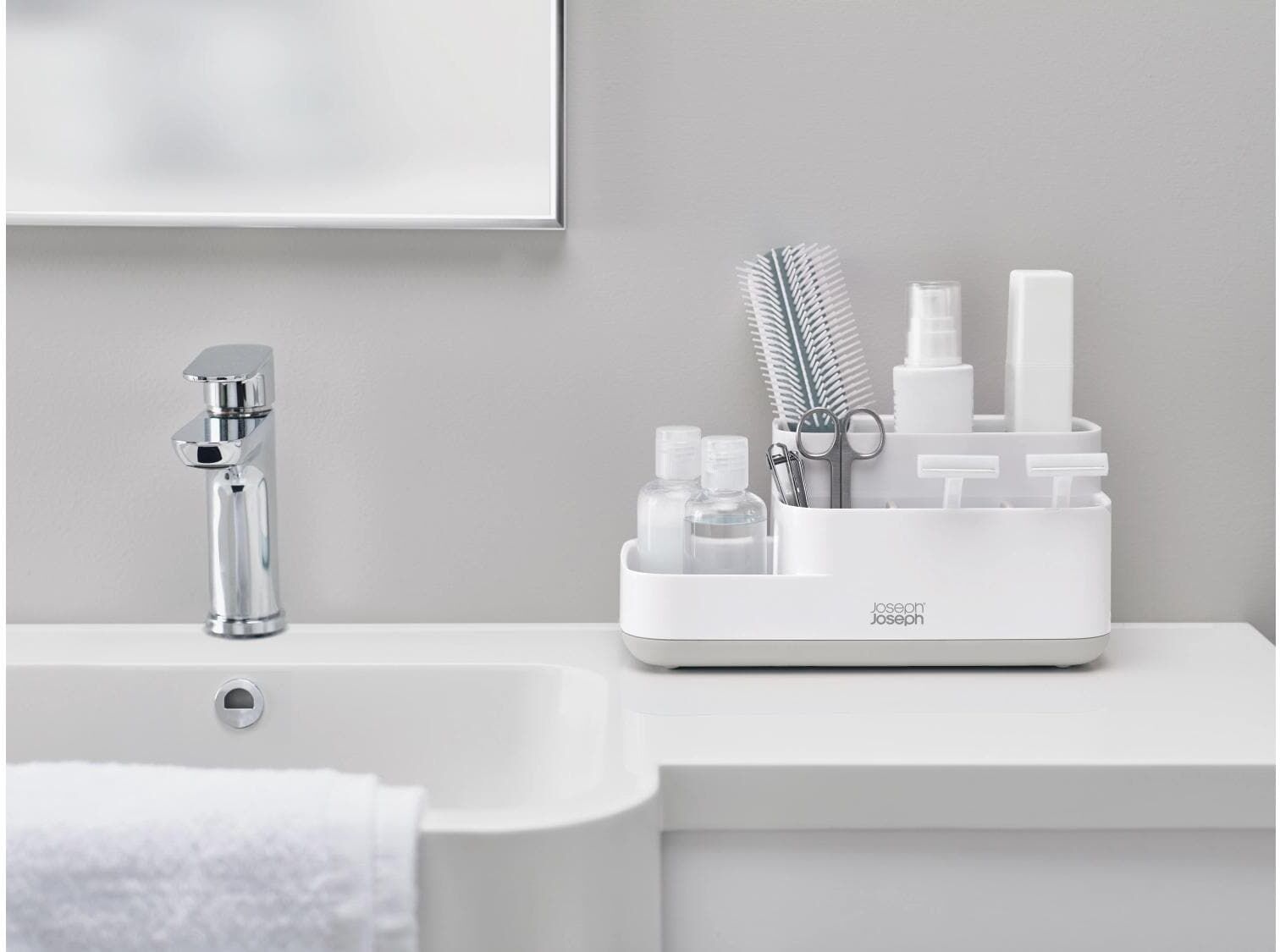 Badorganizer JOSEPH JOSEPH "EasyStore", weiss (grau), B:24,9cm H:11,6cm, ABS-Kunststoff, Aufbewahrungsboxen, Badorganizer, Badezimmer-Caddy, weiss/grau grau B/H/T: 24,9cm x 11,6cm