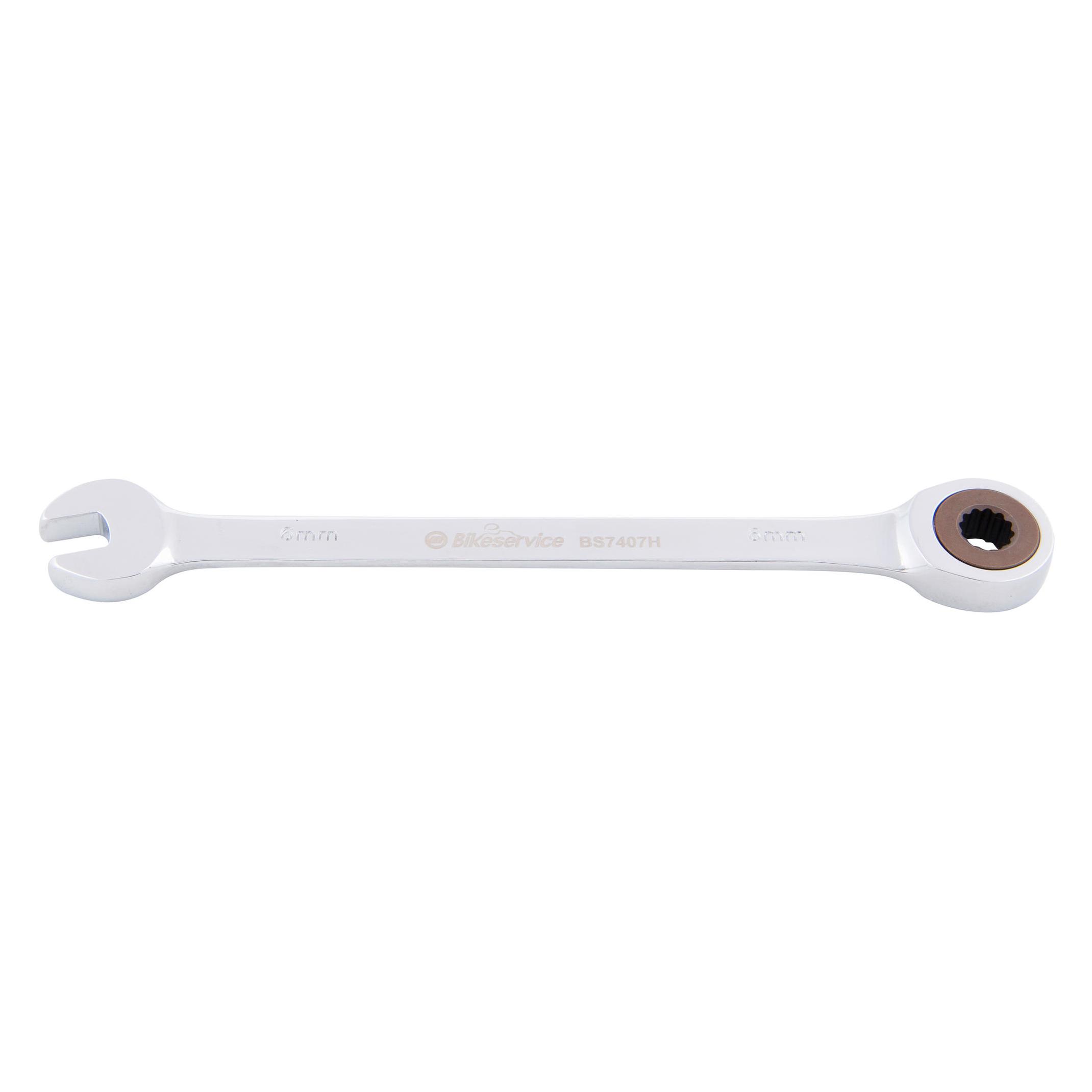 Bikeservice Bike Service Ratschen Gabelringschlüssel 6 mm (Werkzeug Generika)/Ratchet Wrench 6 mm (H (6 mm) (BS7407H)