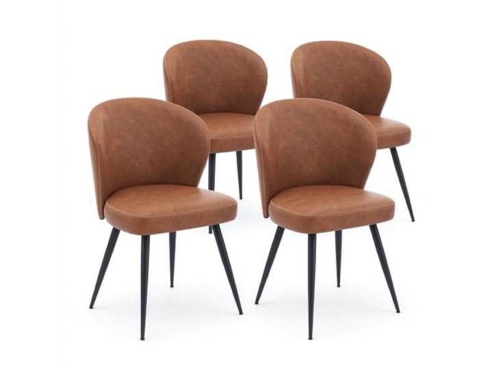GarveeHome 4er-Set Moderne Esszimmerstühle Sitzhöhe 60 cm Tragen Bis Zu 120kg Braun