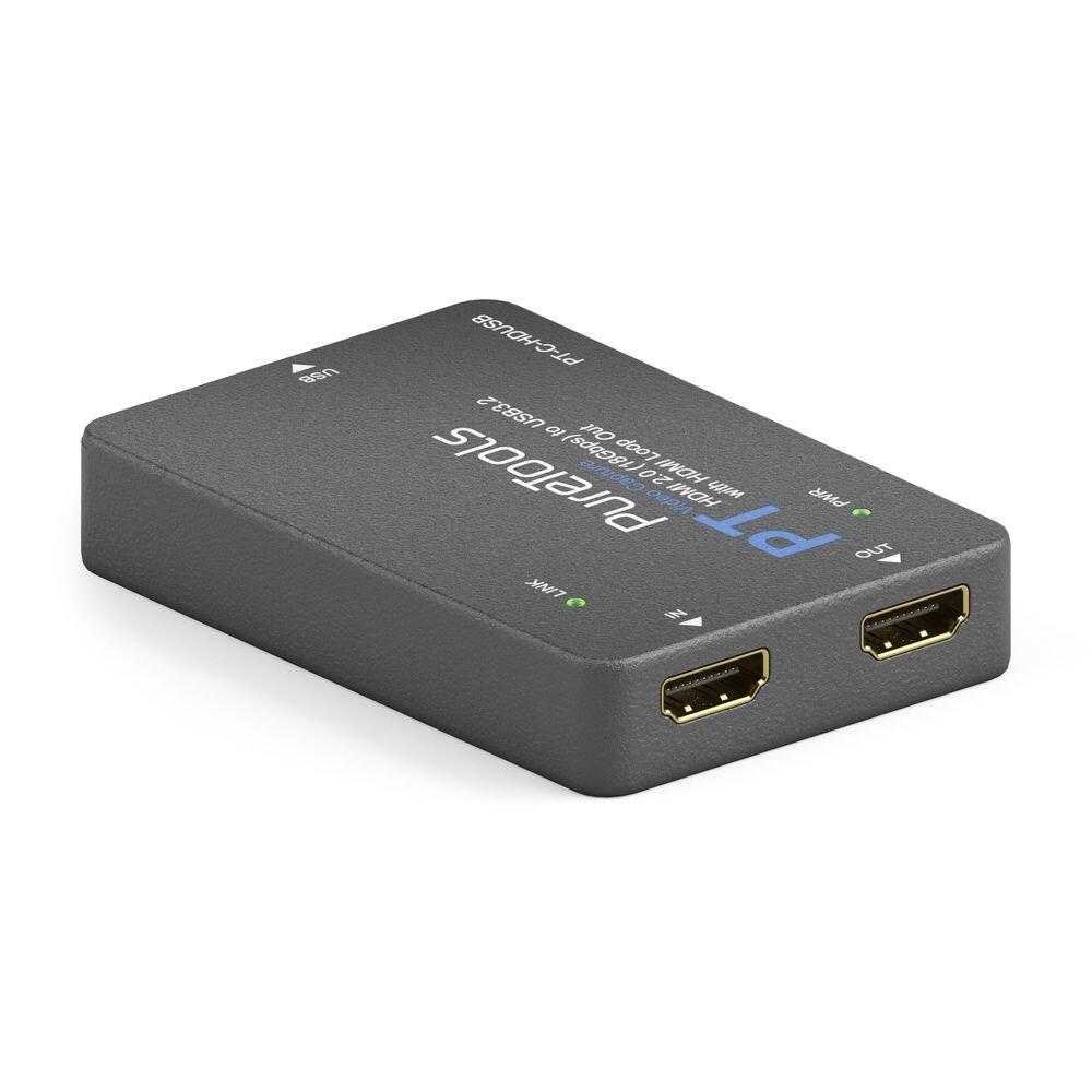 PureTools - HDMI2.0 Video Capture - 4K 60Hz HDMI to USB3.2 Conversion Tool, HDMI 2.0 (18Gbps) to USB 3 (5Gbps) mit HDMI Loop Out PT-C-HDUSB