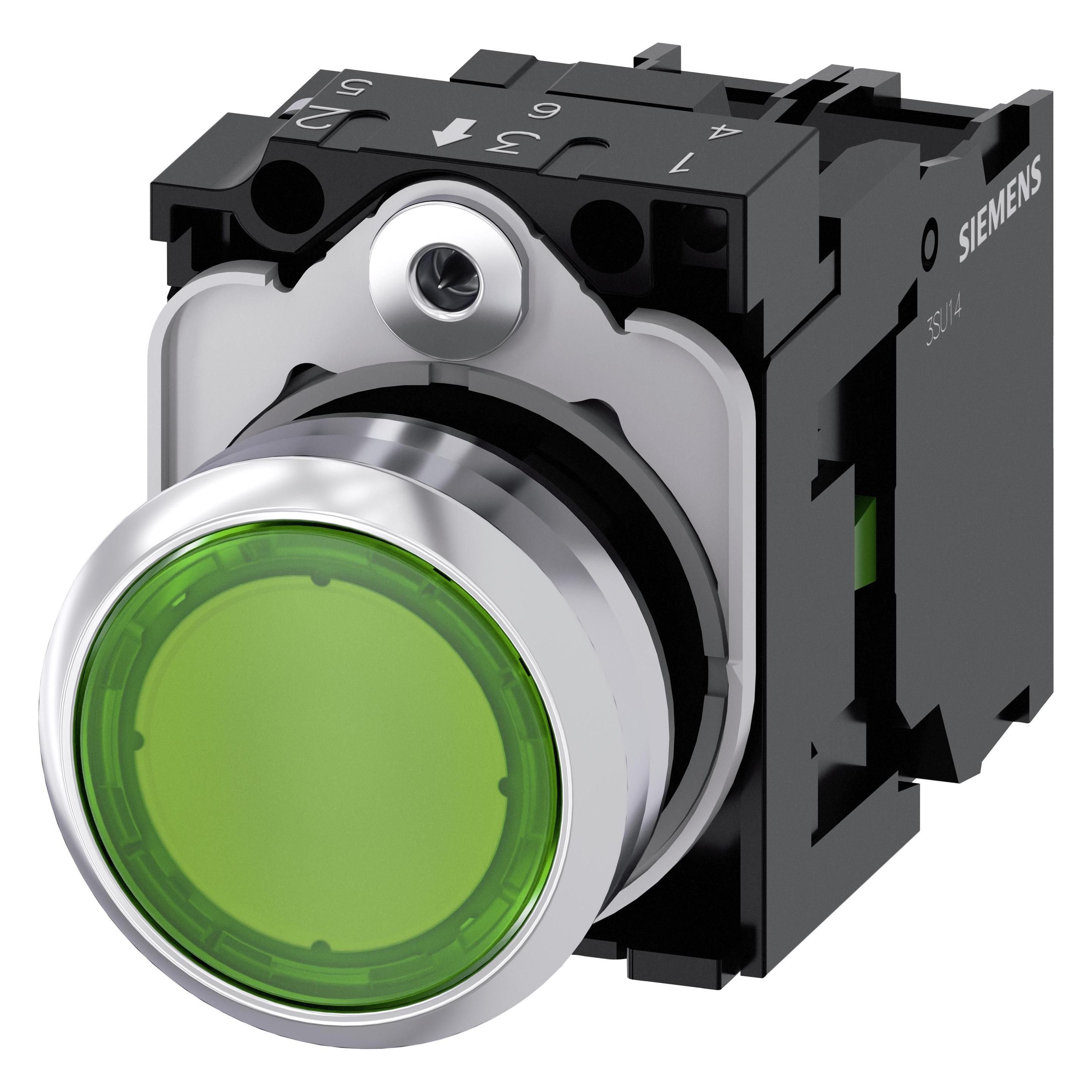 Siemens Illuminated pushbutton, 22mm, green (3SU1152-0AB40-1BA0)