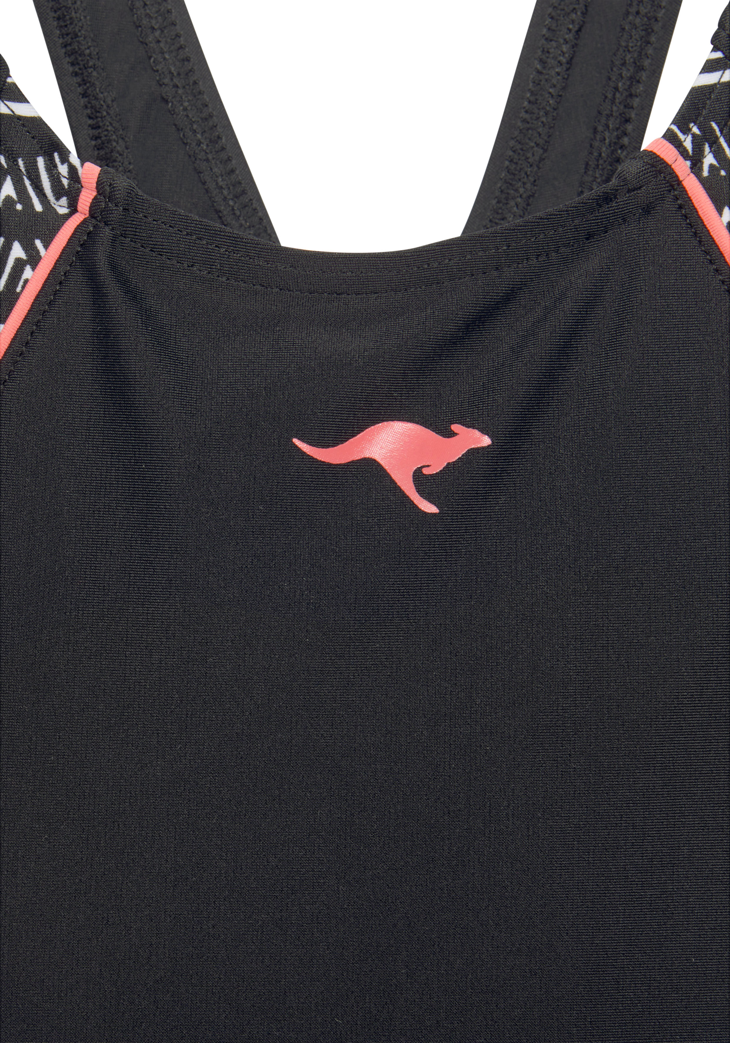 Badeanzug KANGAROOS, Jungen, Gr. 158/164, N-Gr, schwarz, Polyamid, Print-Einsatz, unifarben, Badeanzüge Badeanzug, mit bedruckten Einsätzen