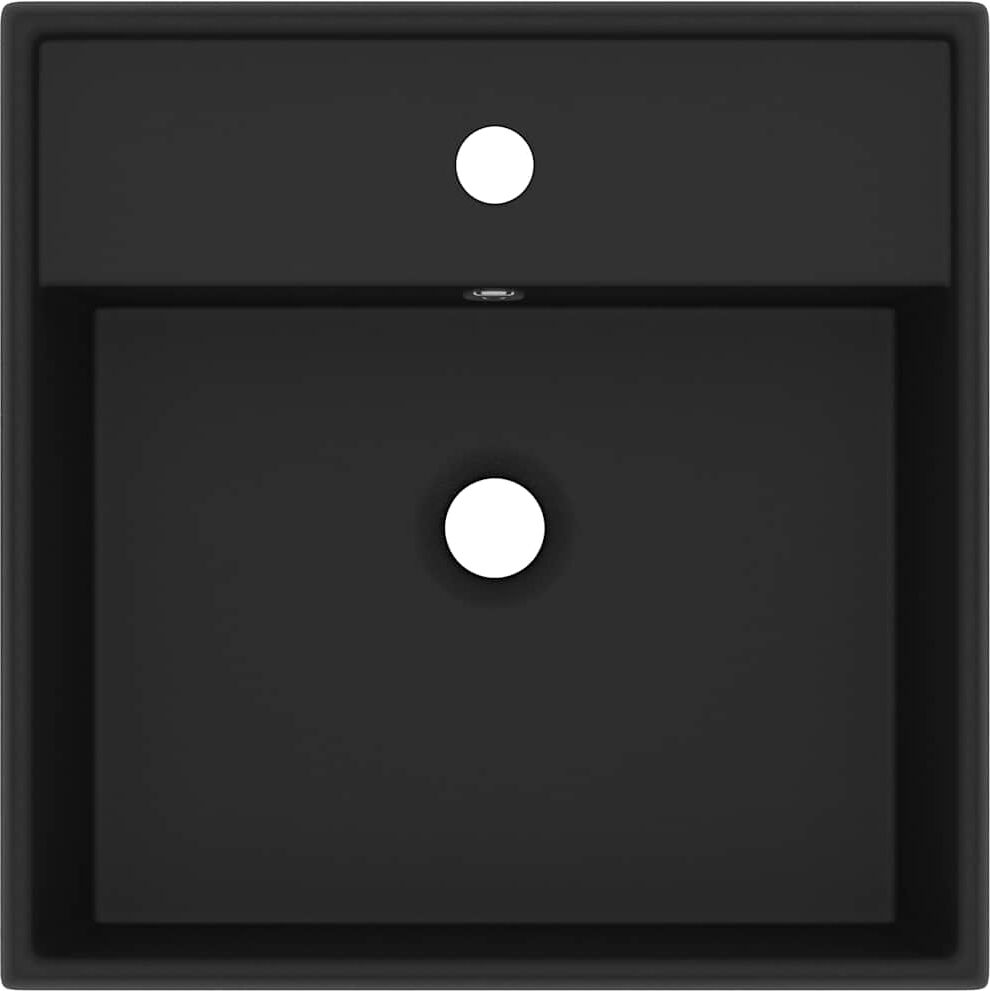 vidaXL Lavabo carré de luxe à trop-plein Noir mat 41x41 cm Céramique