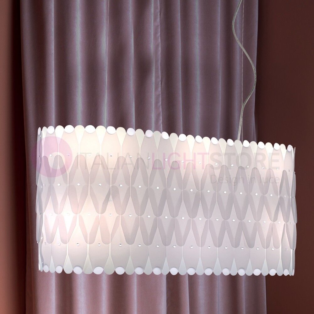 Amanda Sospensione Design Moderno Paralume Ovale L.90 Cm - Bianco
