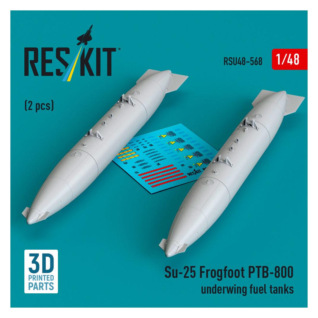 ResKit Su-25 Frogfoot PTB-800 underwing fuel tanks (2 pcs) (3D Printed) (RSU48-0568)