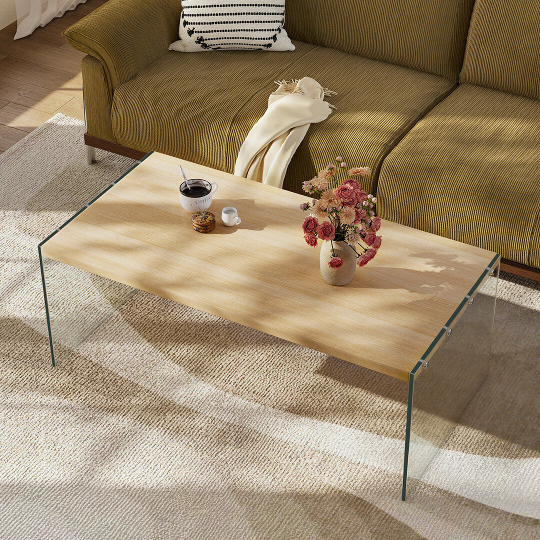 Metro Sled Coffee Table with Storage Natural Wood 45cm H X 120cm W X 60cm D