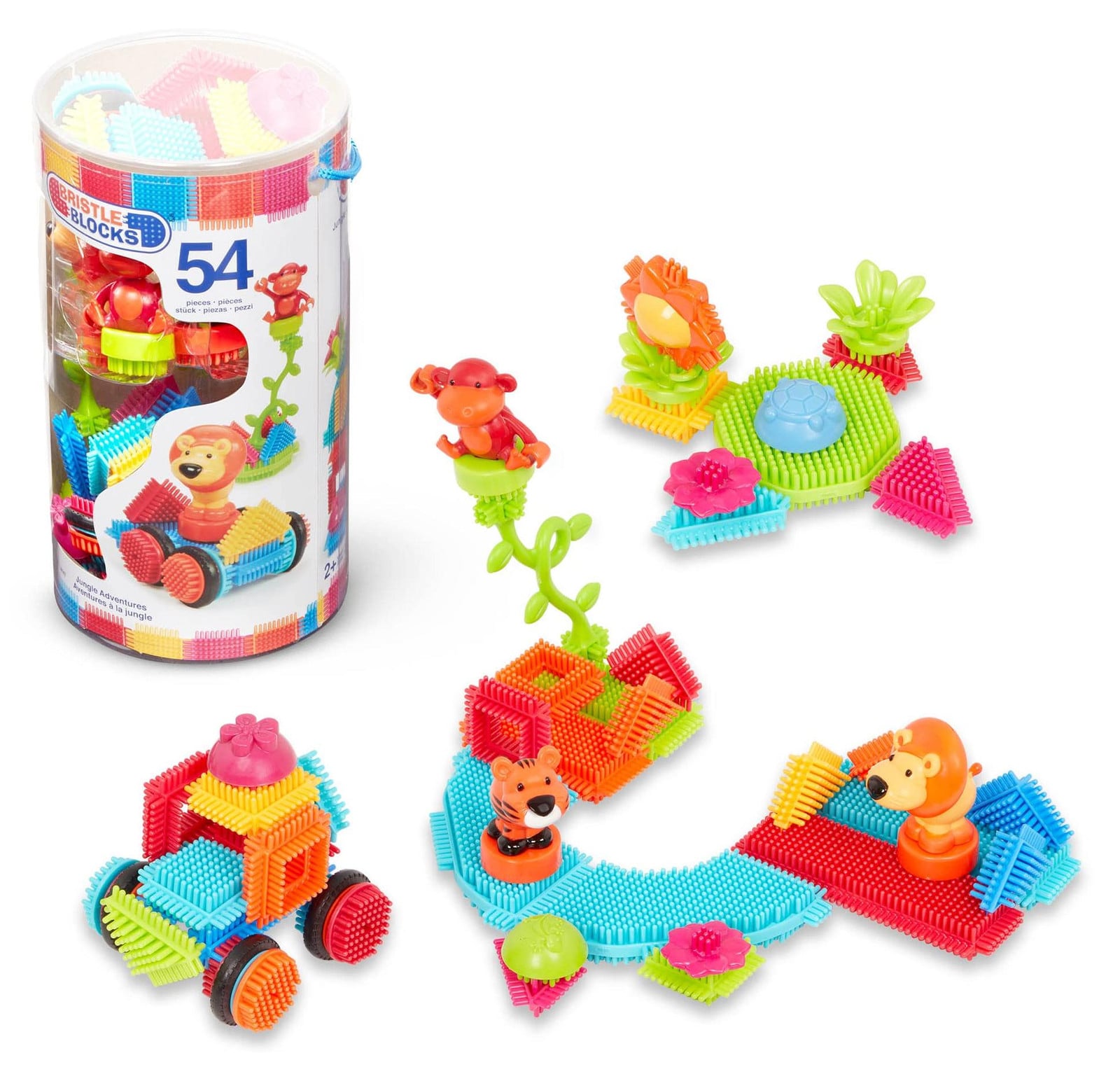 Battat Bristle Blocks Bouwstenen Jungle - 54 stuks - Speelgoedemmer