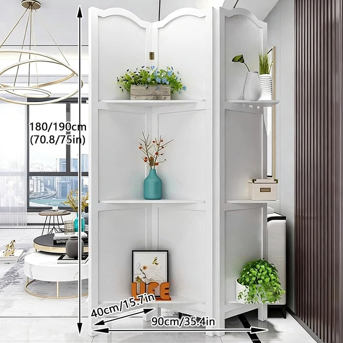 Opvouwbaar houten windscherm als decoratieve ruimteverdeler met hoogte: 180 cm