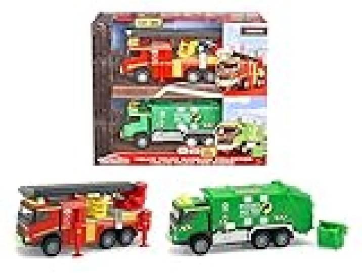 Majorette - Collection Premium - Grand Serie - Camion Echelle Pompiers Volvo + Camion Poubelle - 2137430001SM