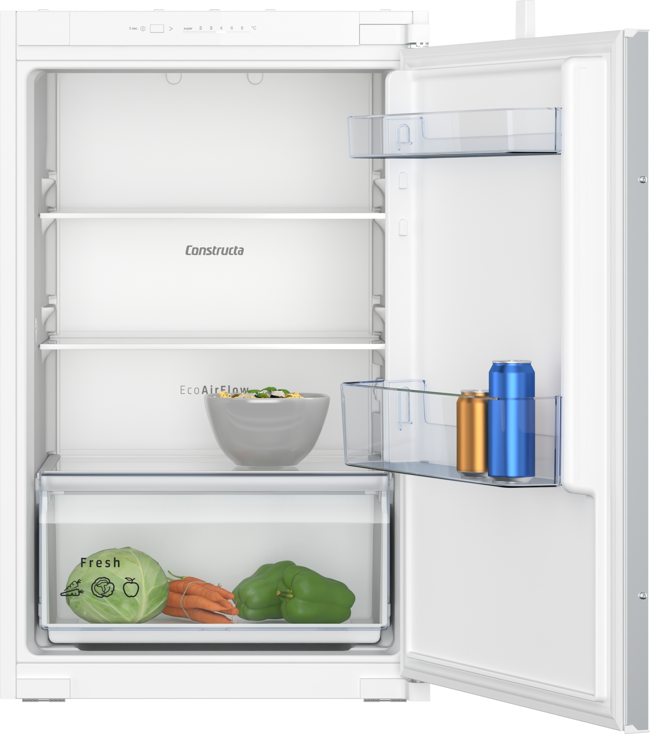Constructa Kühlschrank CK121NSE0, 88 cm Nische ohne Eisfach Schlepptür Technik