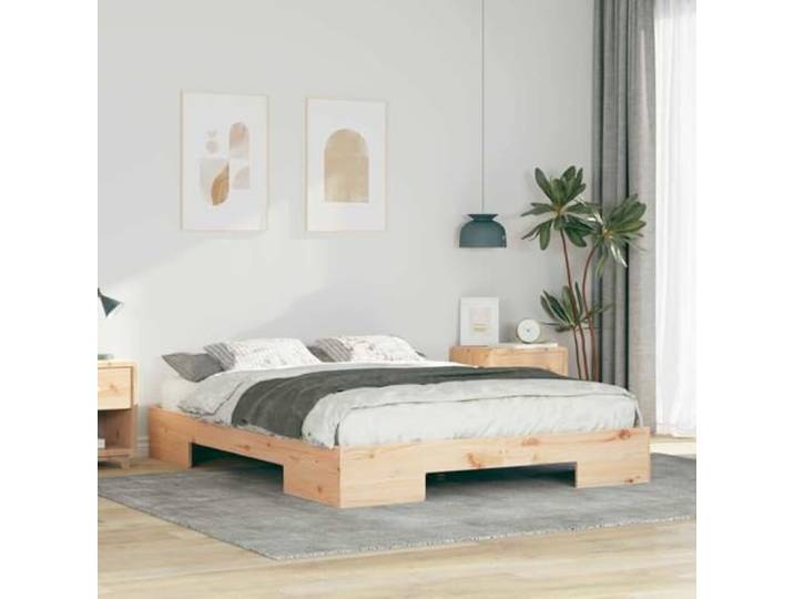 RJPLMFV Bettgestell, Braun, 150 x 200 cm Stabile Plattform, inklusive Latten, niedriges Design, Verwendung im Innenbereich, glatte Oberfläche