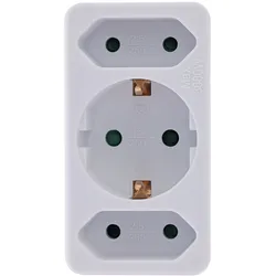 INLINE Steckdosenadapter, Schutzkontakt Stecker an 2x Euro + 1x SK, weiß