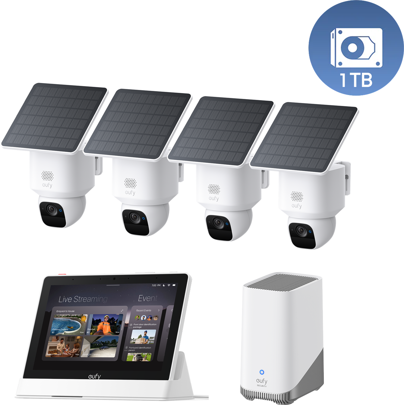 eufyCam E30 4-Cam kit mit 1TB Festplatte eufyCam E30 4-Cam kit mit 1TB Festplatte & Smart Display