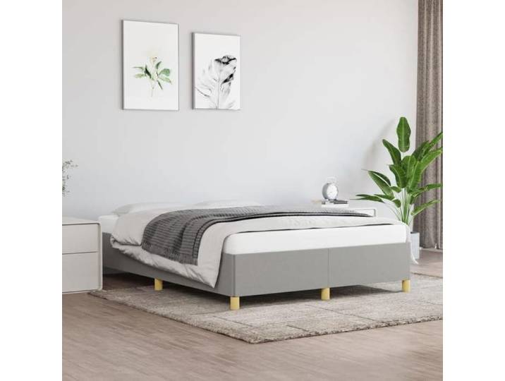 Cadre lit tissu gris clair 140x190cm sans matelas